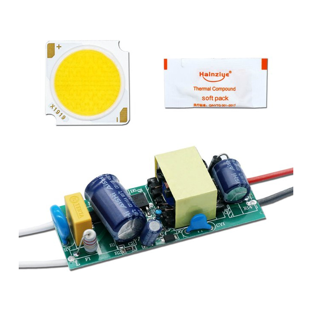 LED-Leuchtmittel-Set mit Bridgelux-Chip und Treiber-Kit für Schienenbeleuchtung und Strahler, warmweiß, Aluminium, 19 x 19 mm - Bild 1