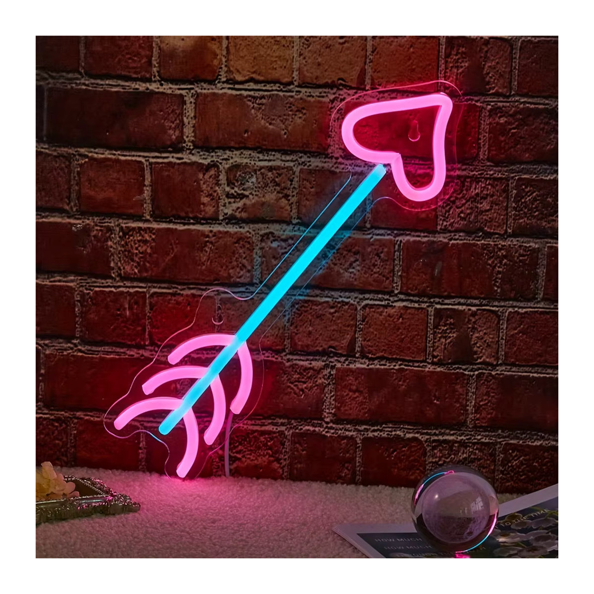 LED Neon Schild in Herzform mit Pfeil in Rosa für dein Zuhause, Party oder Hochzeiten - Bild 4