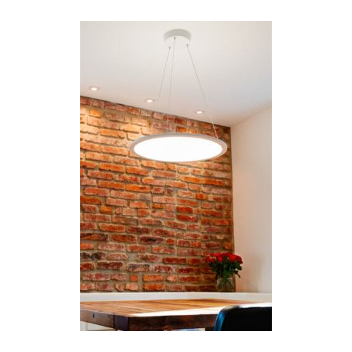 LED-Pendelleuchte FRISCH-Licht in Weiß aus Aluminium mit neutralweißem Licht, Ø 600 mm x H 14 mm, 58 W und 6400 Lumen - Bild 2