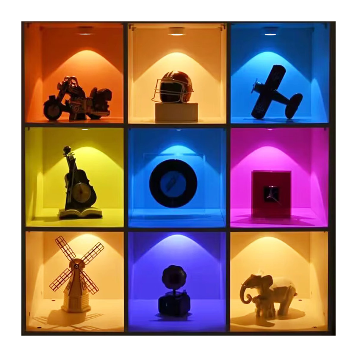 LED-Puck-Licht Set mit Fernbedienung, RGB 16 Farben, dimmbar und wiederaufladbar, USB-Möbelbeleuchtung in Weiß und Bunt - Bild 5