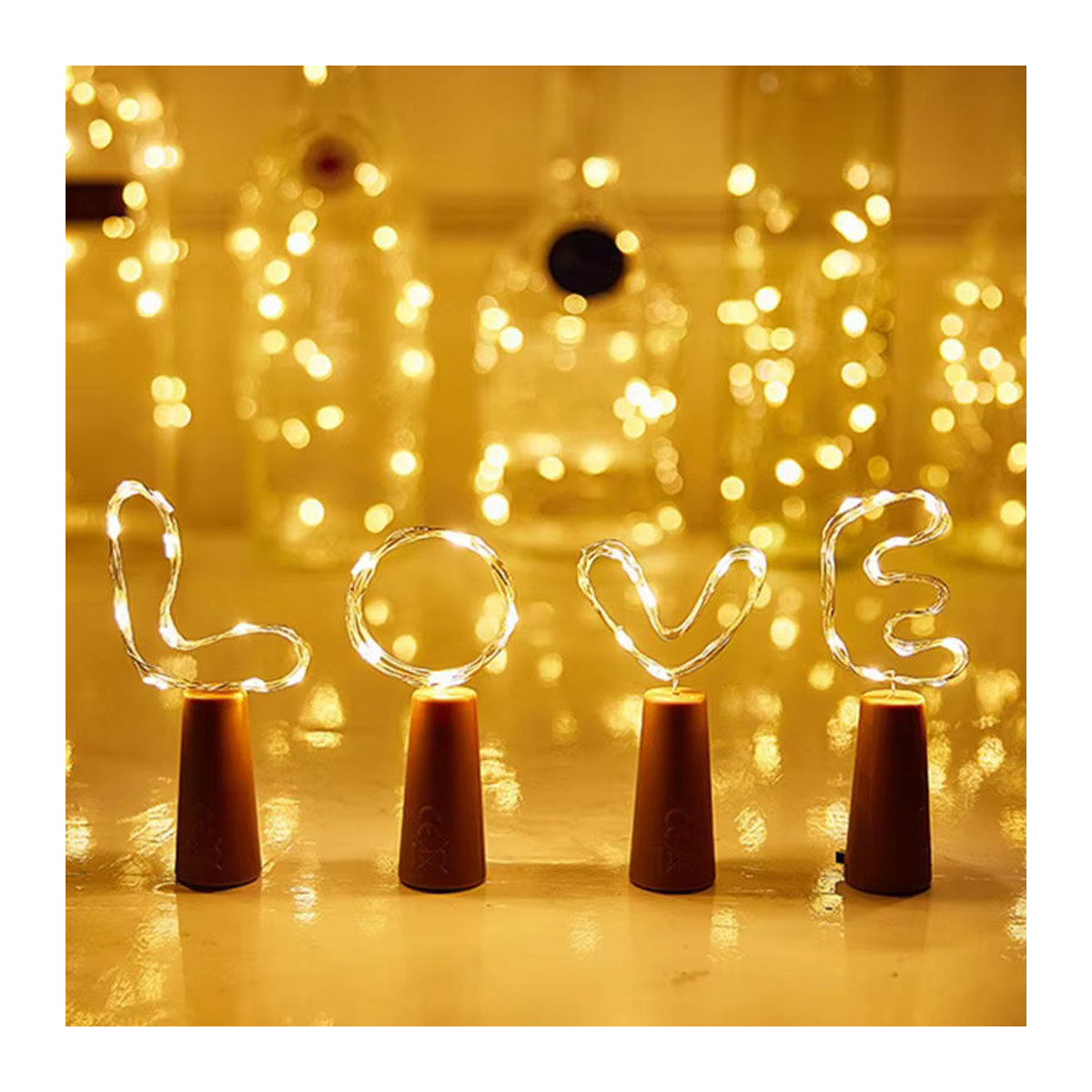 LED Solar Lichterkette für draußen mit wasserdichtem Kupferdraht und Flaschenverschluss für Dekoration bei Hochzeit oder Weihnachten, 1m Länge - Bild 2