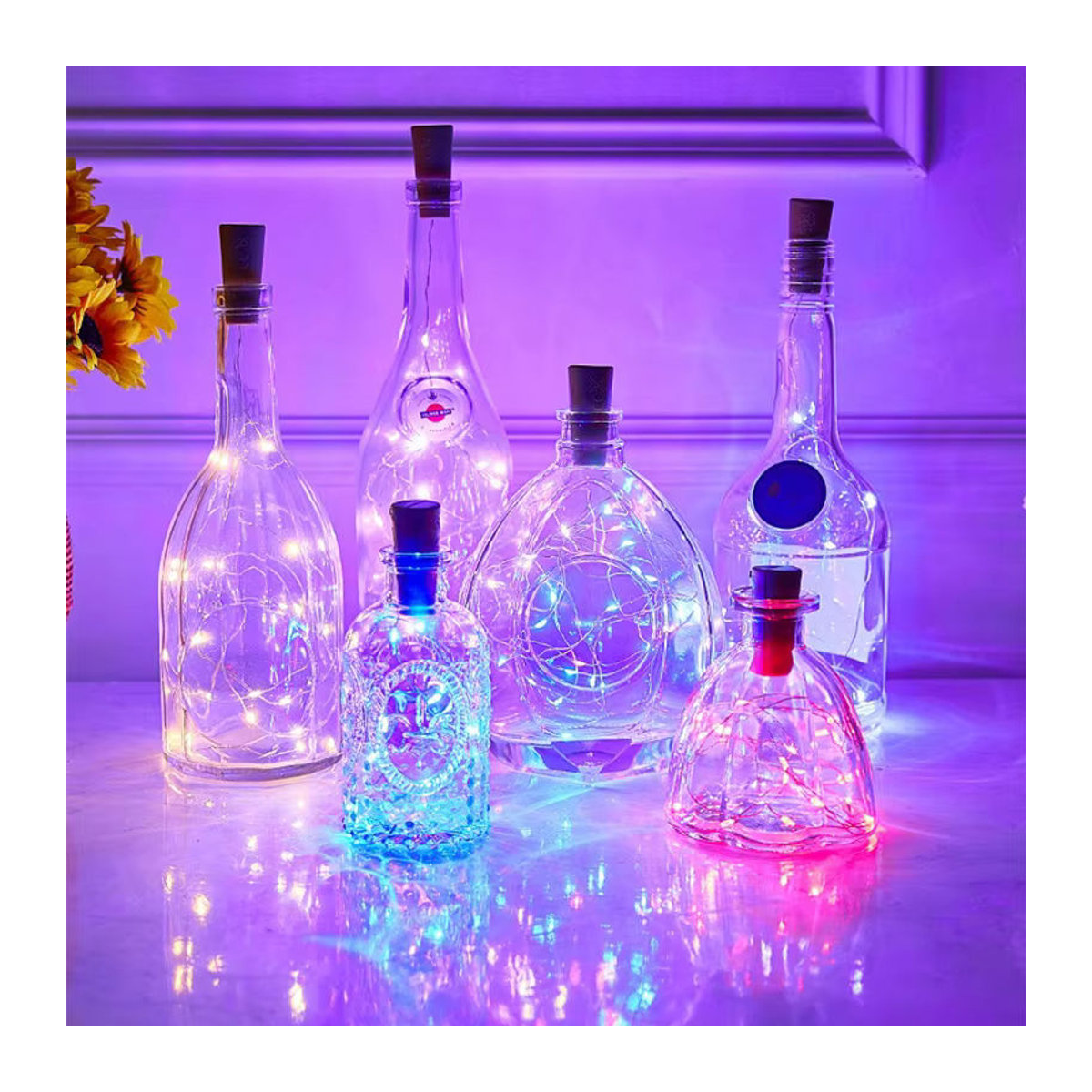 LED Solar Lichterkette für draußen mit wasserdichtem Kupferdraht und Flaschenverschluss für Dekoration bei Hochzeit oder Weihnachten, 1m Länge - Bild 5