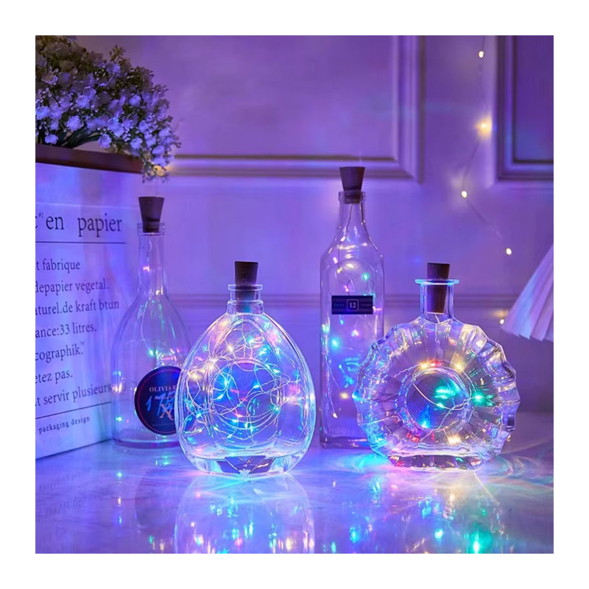 LED Solar Lichterkette für draußen mit wasserdichtem Kupferdraht und Flaschenverschluss für Dekoration bei Hochzeit oder Weihnachten, 1m Länge - Bild 6