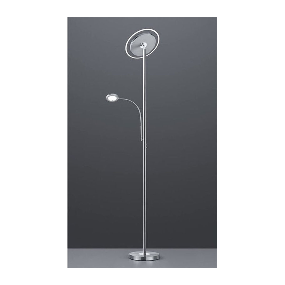 LED-Stehleuchte DEFIBRICO Deckenfluter in Silber, dimmbar, mit Lesearm, Warmweiß, Höhe: 182,5 cm - Bild 2