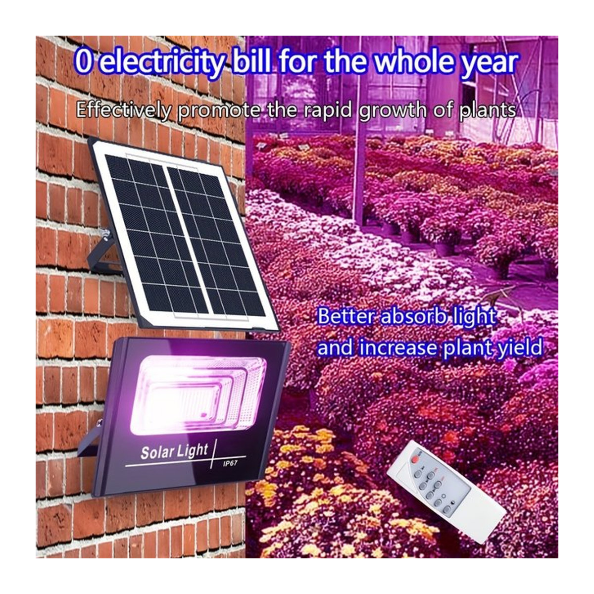 ledcbet Vollspektrum Solar LED Pflanzenlampe mit Fernbedienung, wasserdichte Phytolampe für Indoor Hydroponik und Gewächshaus - Bild 1