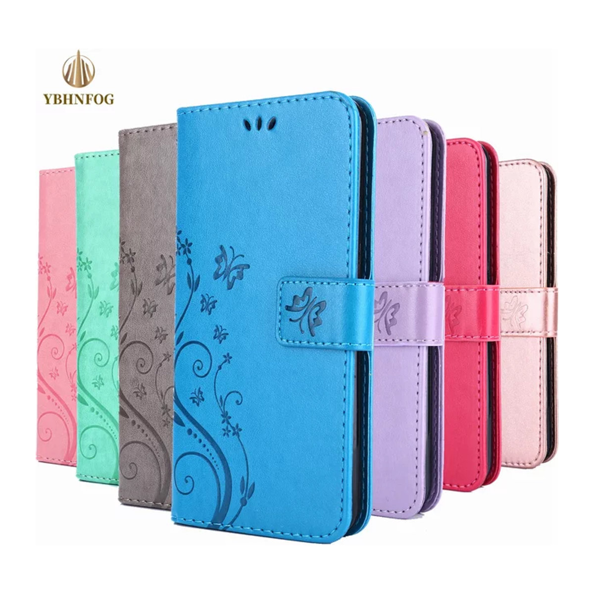 Lederne Brieftasche als Flip Case für Samsung Galaxy A-Serie in Lavender und Bunt mit Standfunktion und Buch-Abdeckung von YBHNFOG - Bild 1
