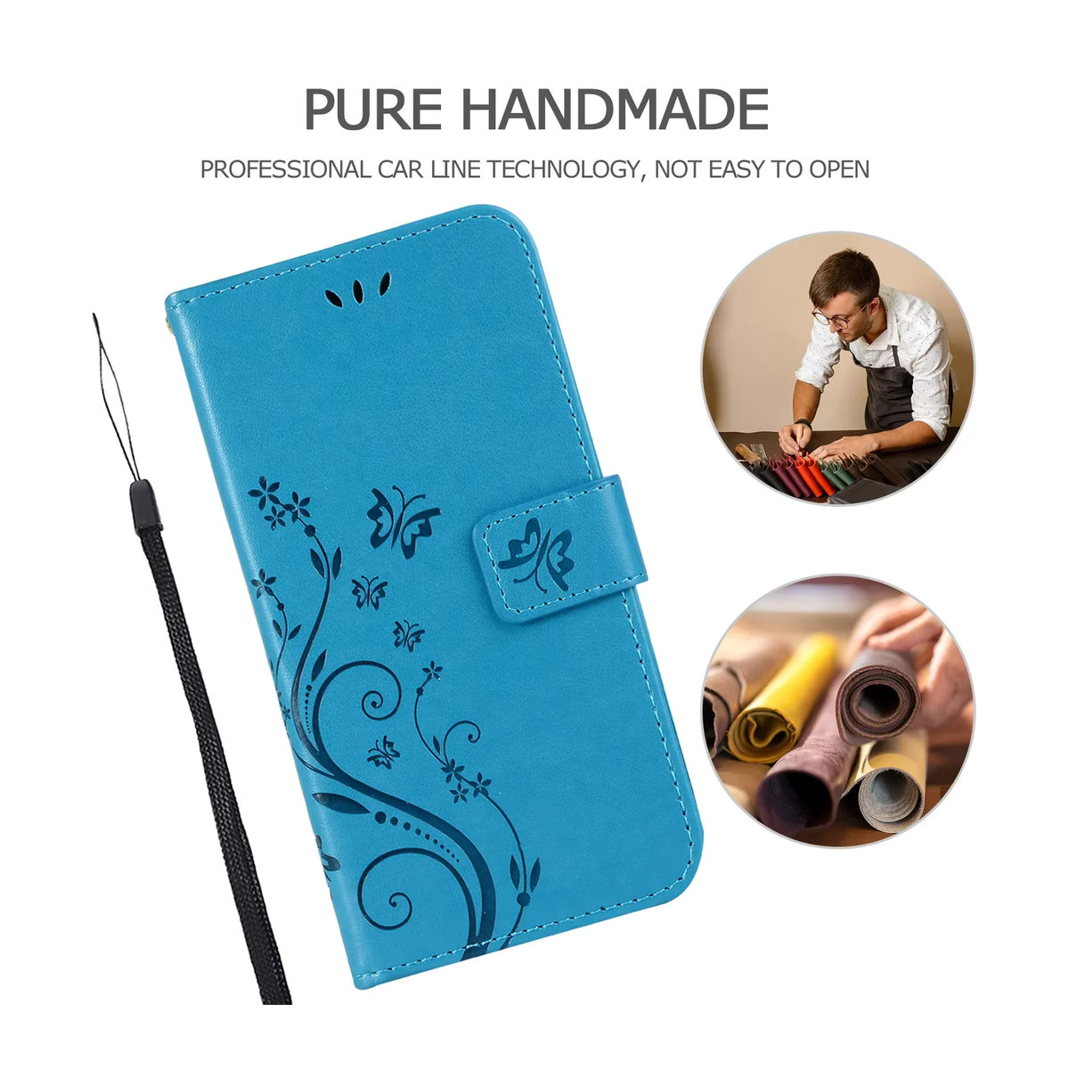 Lederne Brieftasche als Flip Case für Samsung Galaxy A-Serie in Lavender und Bunt mit Standfunktion und Buch-Abdeckung von YBHNFOG - Bild 2
