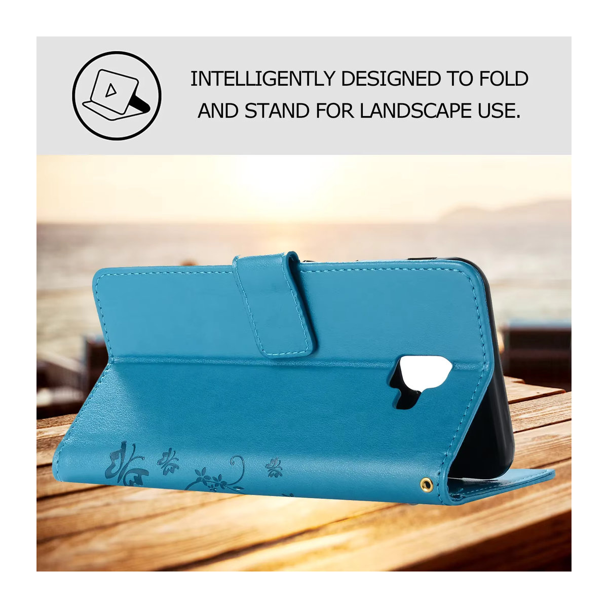 Lederne Brieftasche als Flip Case für Samsung Galaxy A-Serie in Lavender und Bunt mit Standfunktion und Buch-Abdeckung von YBHNFOG - Bild 6