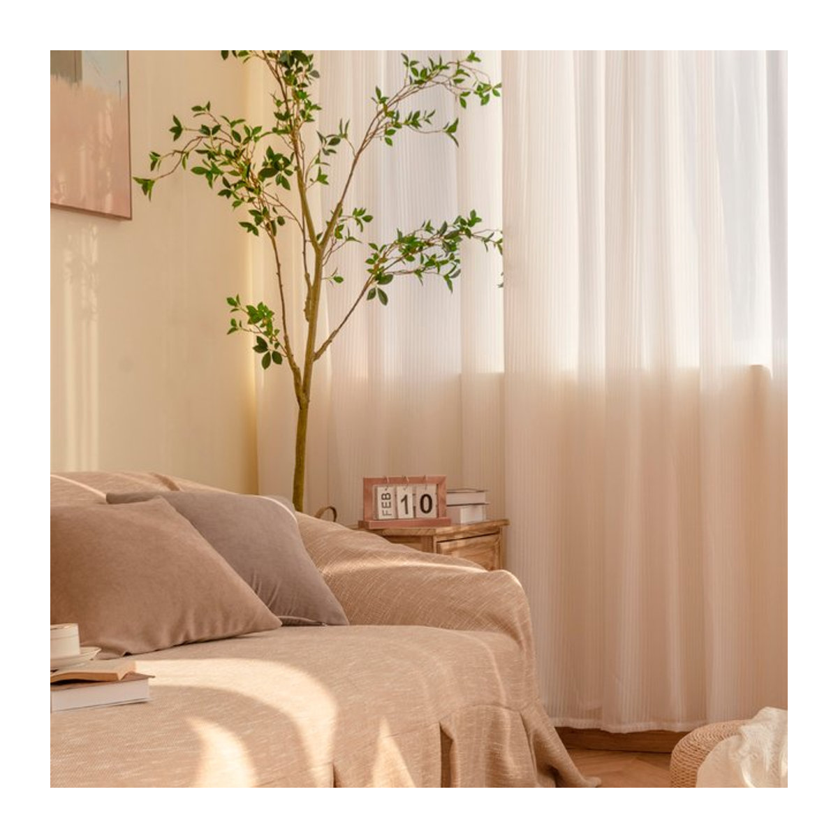 LEEJOOM Tüllvorhang aus Chiffon in Weiß, durchsichtiger Sonnenschutz für dein Wohnzimmer - Bild 1