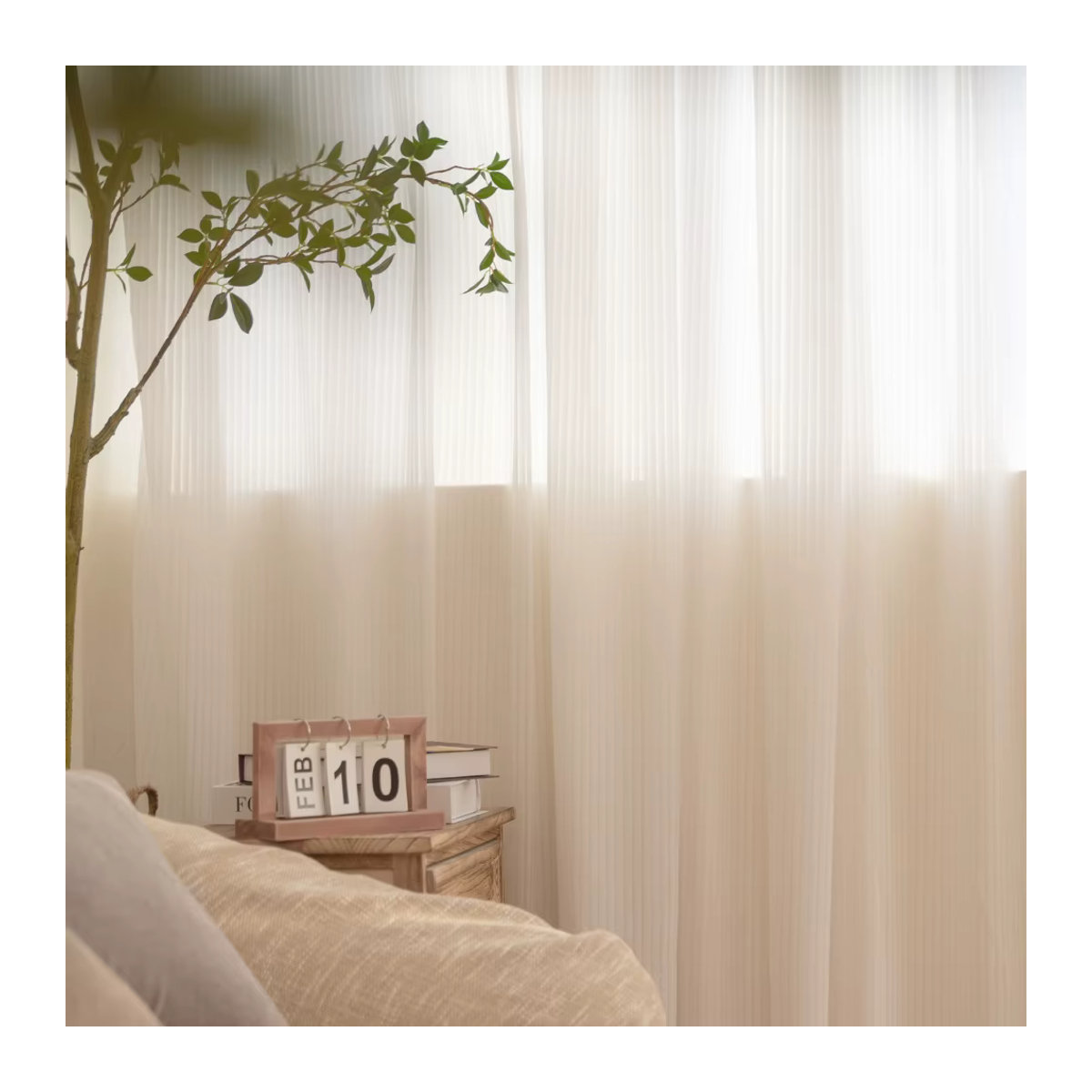 LEEJOOM Tüllvorhang aus Chiffon in Weiß, durchsichtiger Sonnenschutz für dein Wohnzimmer - Bild 3