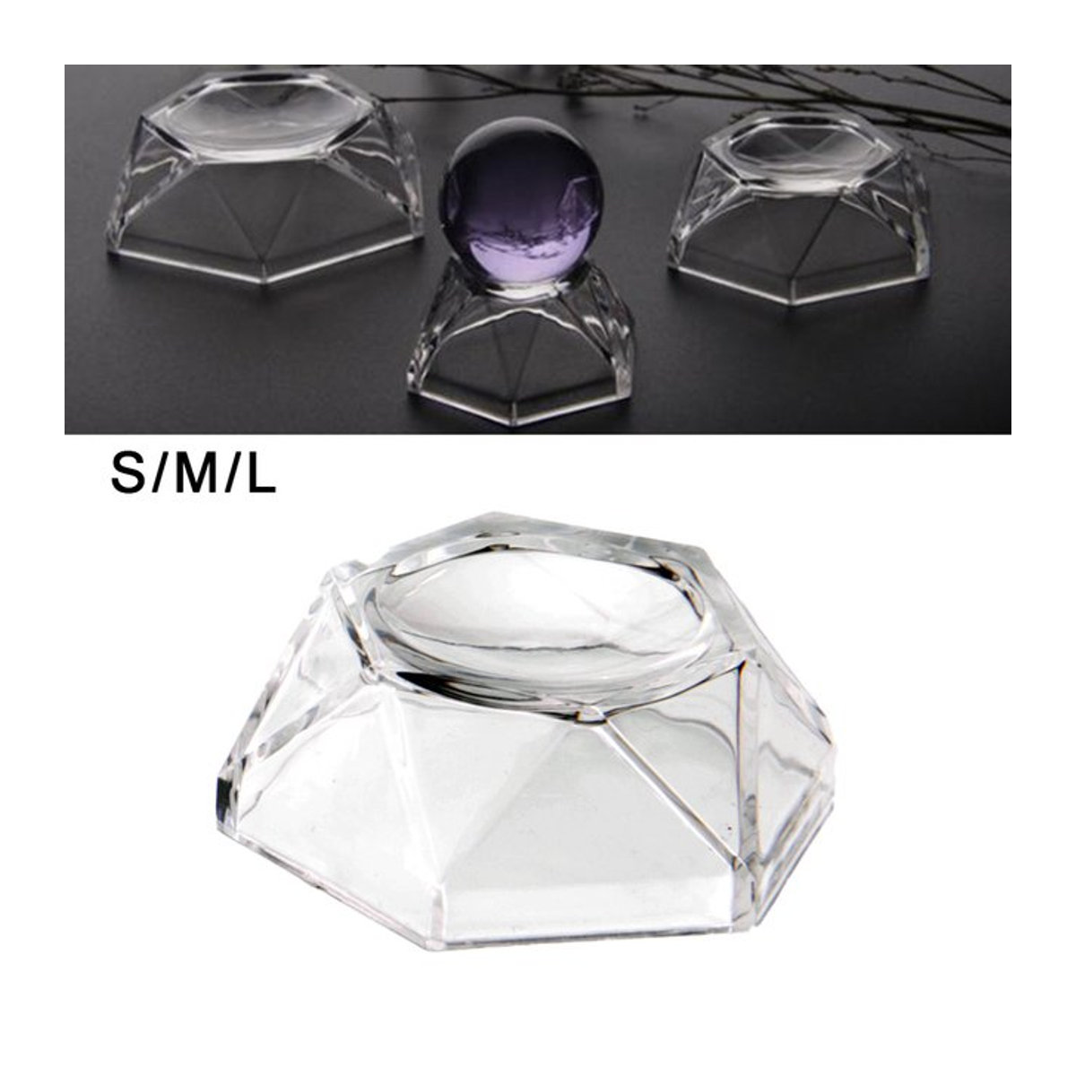 LEENKEA Acryl Kristallkugel Display Basis in Sechseck-Form, transparent, minimalistisches Desktop-Ornament - Bild 1