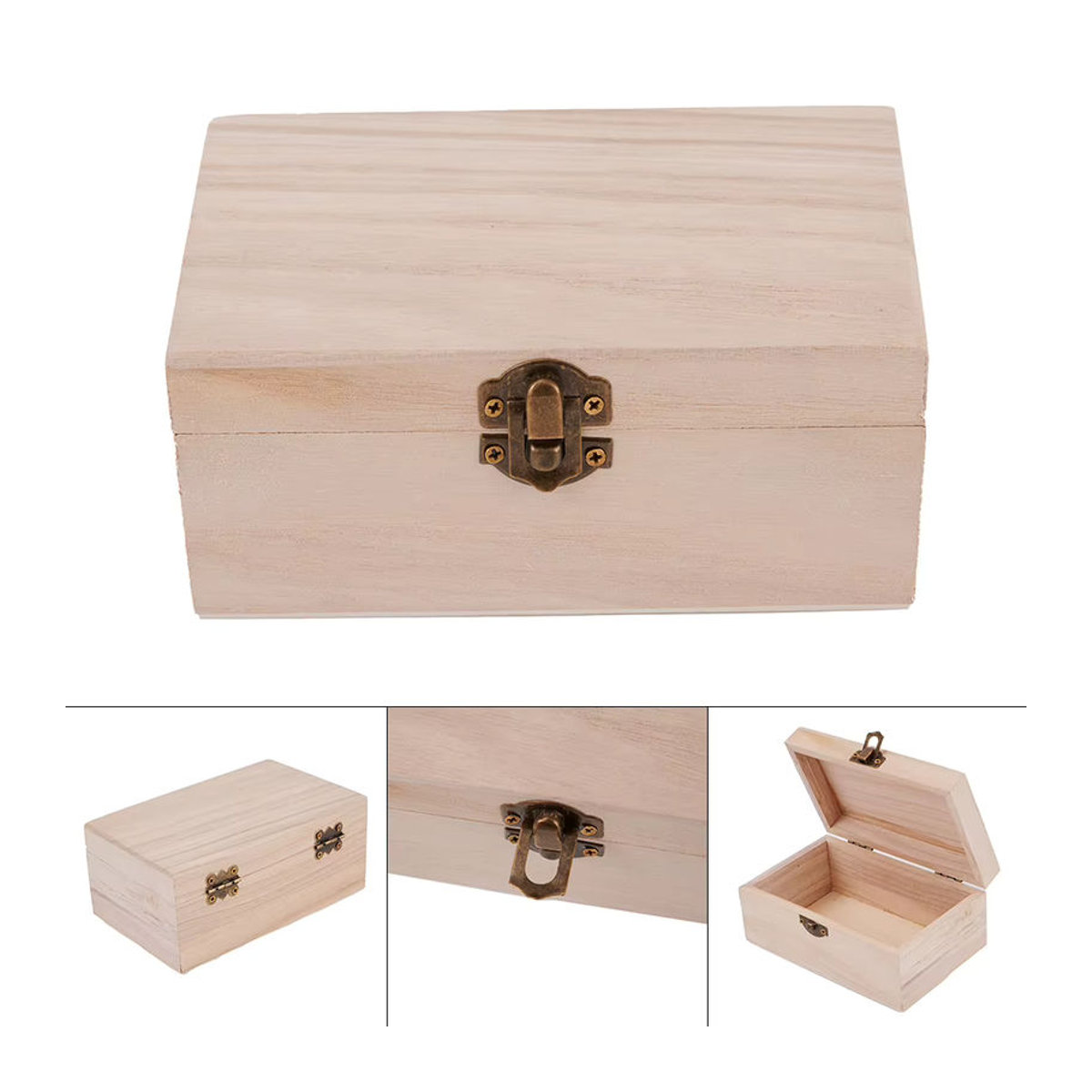 LEENKEA Aufbewahrungsbox aus Holz in Beige, quadratisch und minimalistisch mit Deckel - Bild 2