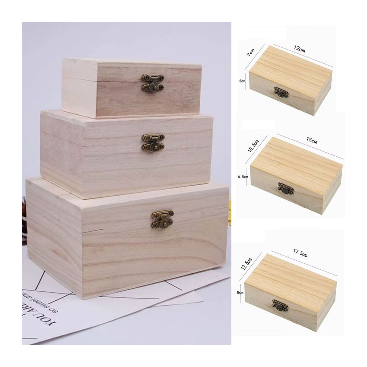 LEENKEA Aufbewahrungsbox aus Holz in Beige, quadratisch und minimalistisch mit Deckel - Bild 3