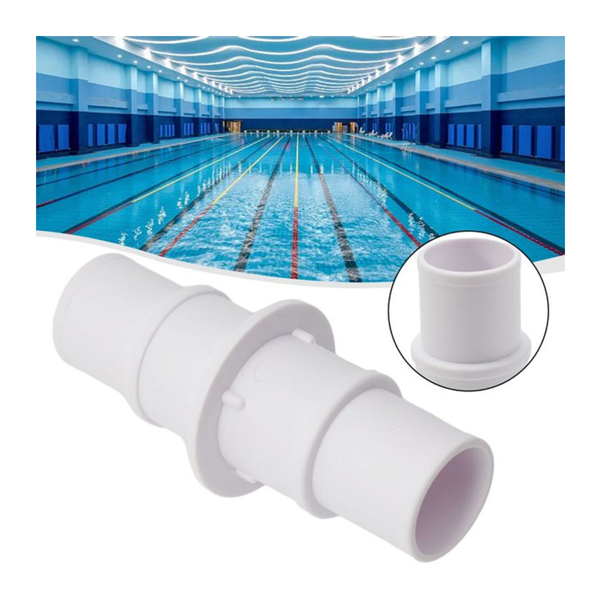 LEENKEA Schlauchanschluss Kupplung für Schwimmbad Staubsauger in Weiß aus Kunststoff, 1-1/2 Zoll - Bild 1