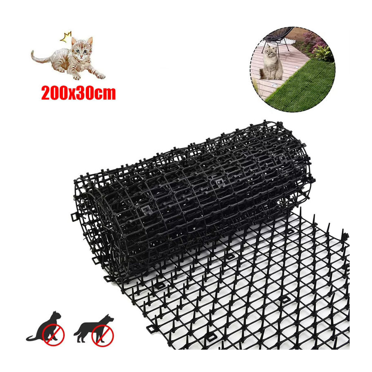 LEENKEA Tierabwehrmatte Schwarz 200 x 30 cm zur Abschreckung von Hunden und Katzen für den Garten - Bild 4