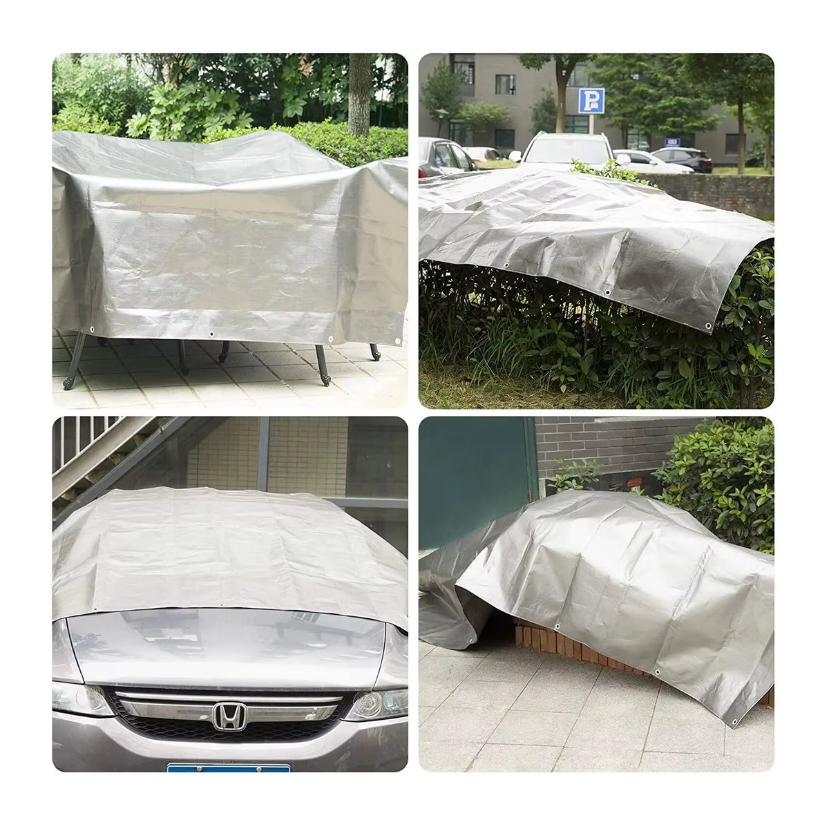 Leezujun Robuste wasserdichte Plane mit Ösen als UV-Schutz und Regenschutz für Garten, Trampolin, Holz oder Auto - Bild 4