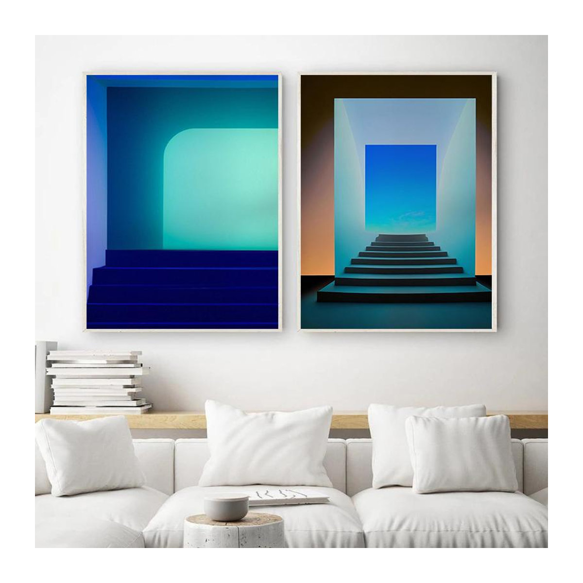 Leibert Art Decoration Painting Abstrakte geometrische Leinwand Wandbilder Blau B: 40 cm, H: 60 cm - Bild 1