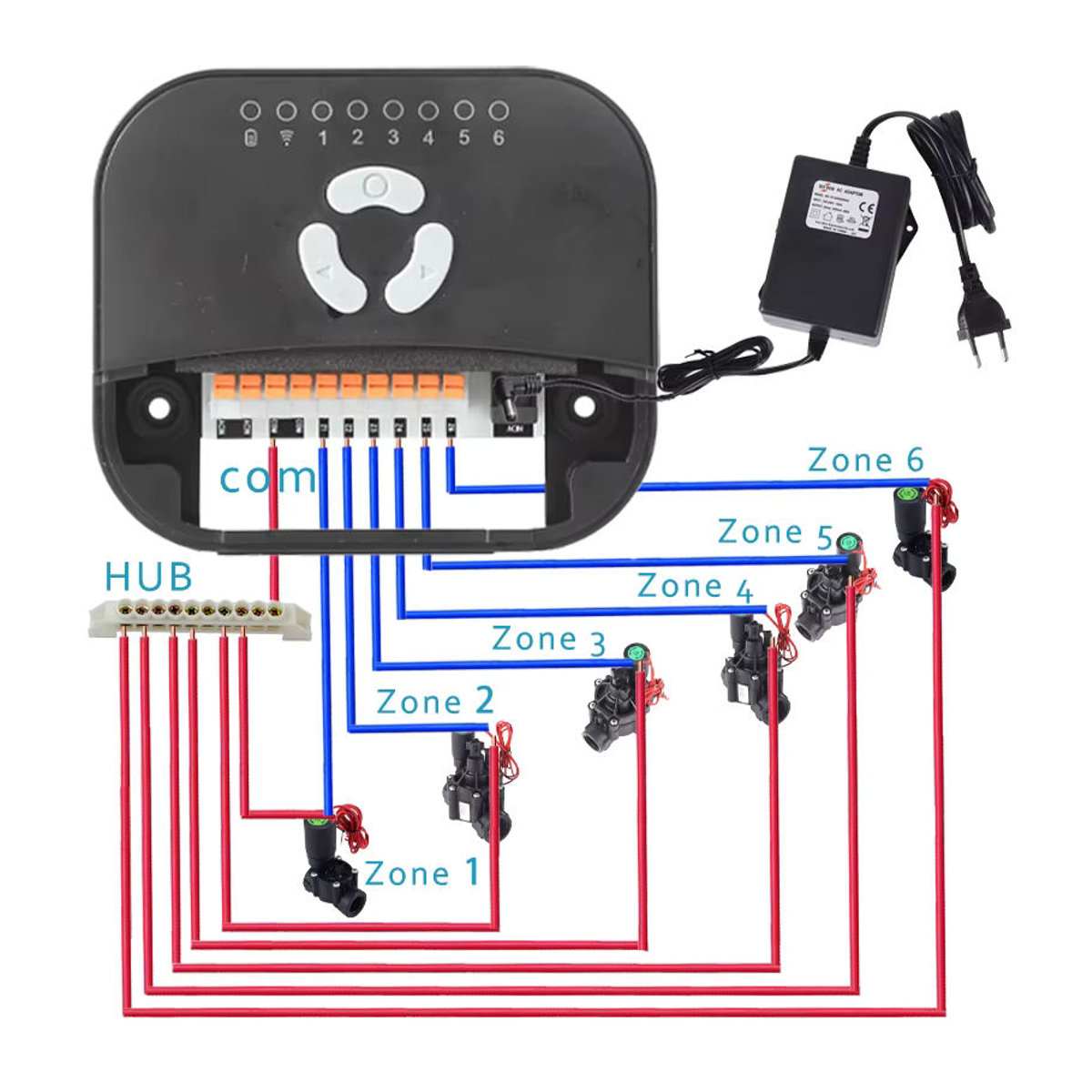 LEICTORY 6-Zonen WIFI Smart Home Bewässerungstimer mit Tuya App-Steuerung und Magnetventil in Schwarz - Bild 3