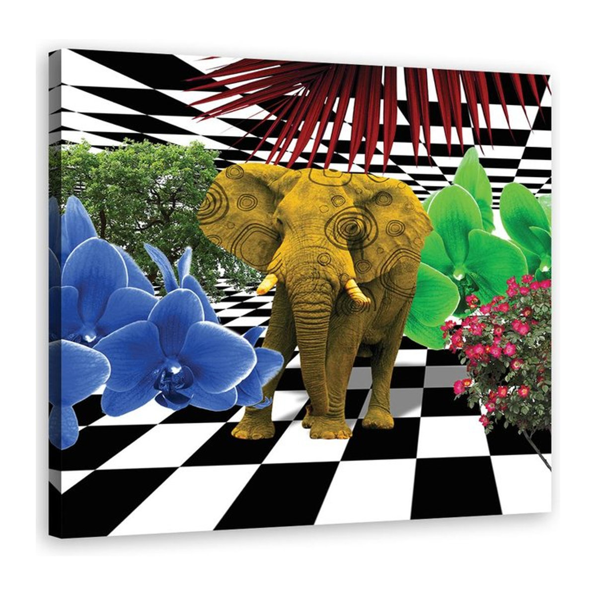 Leinwandbild Bunter Elefant von Feeby, quadratisch, B/B/H: 30 x 30 x 2 cm - Bild 1
