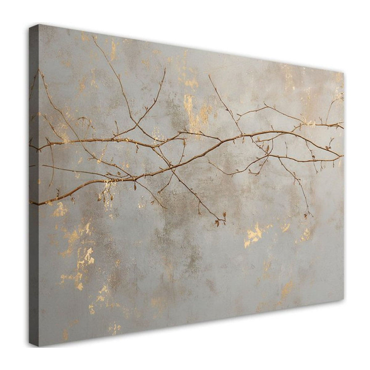 Leinwandbild Feeby Blätter und Zweige Natur in Grau, B: 90 cm, H: 60 cm - Bild 1