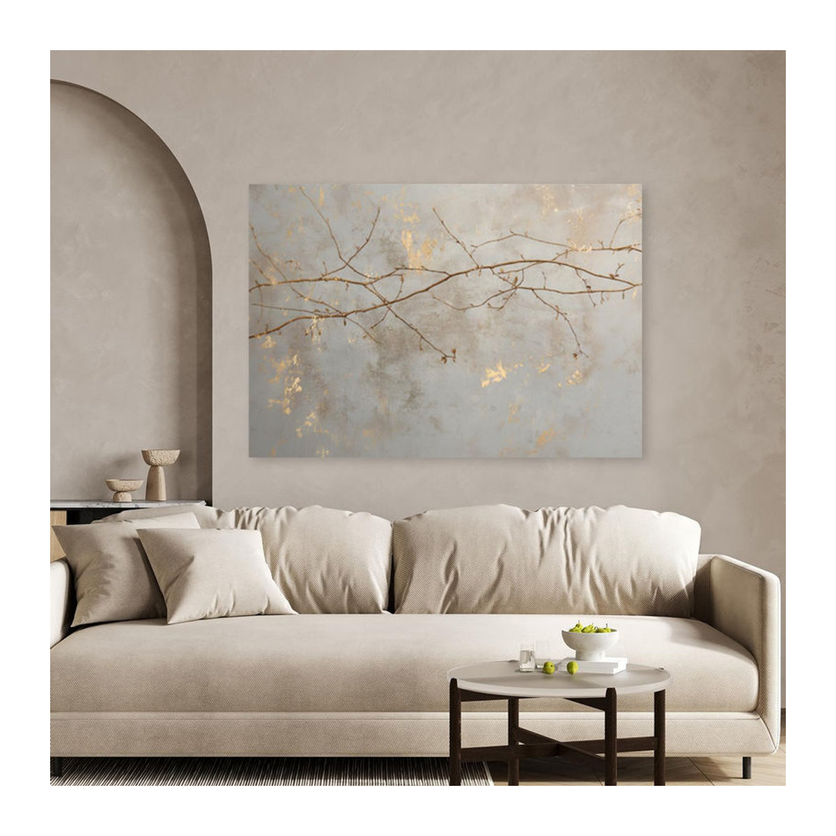 Leinwandbild Feeby Blätter und Zweige Natur in Grau, B: 90 cm, H: 60 cm - Bild 3