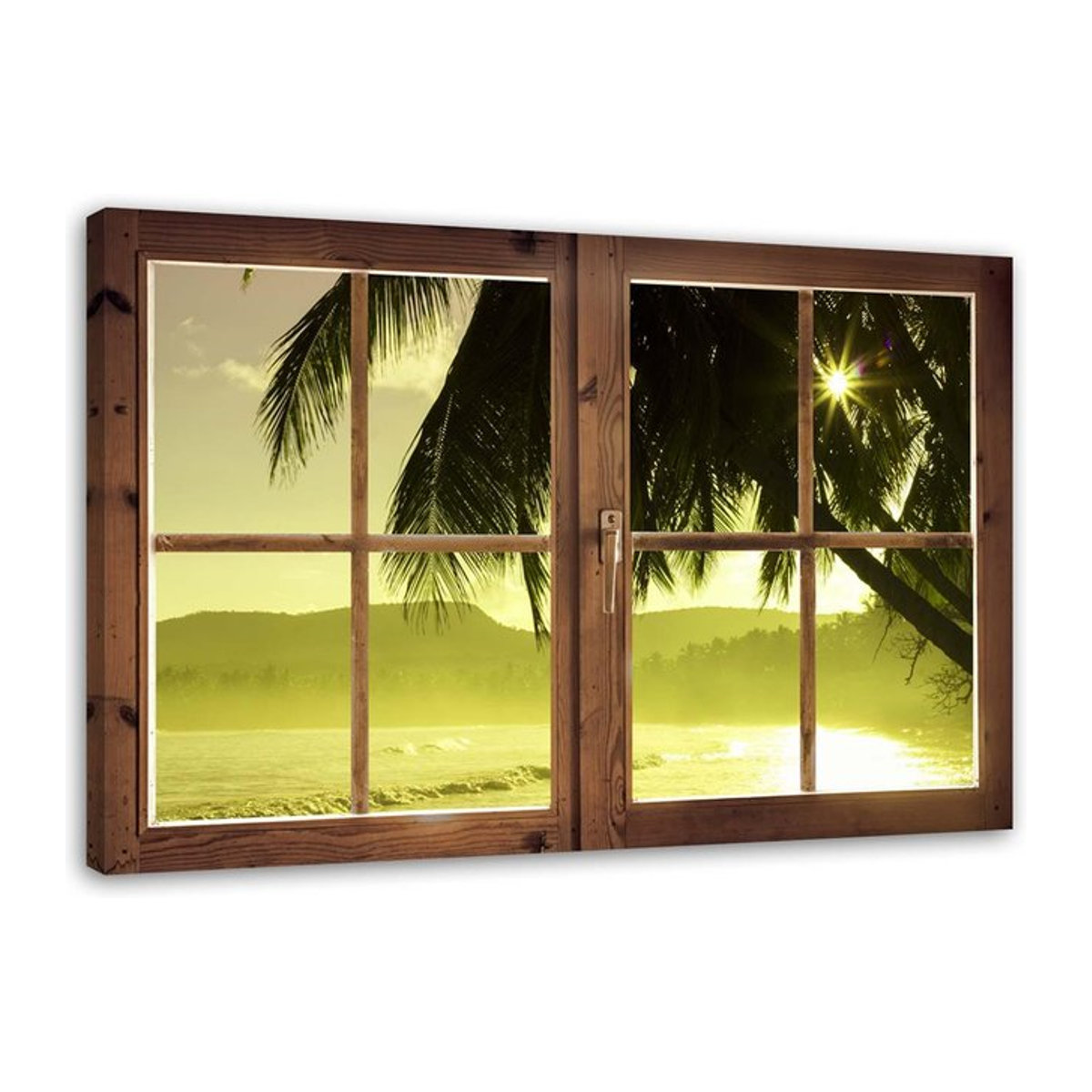 Leinwandbild Feeby Fensteransicht Palm Sun B: 60 cm, H: 40 cm - Bild 1