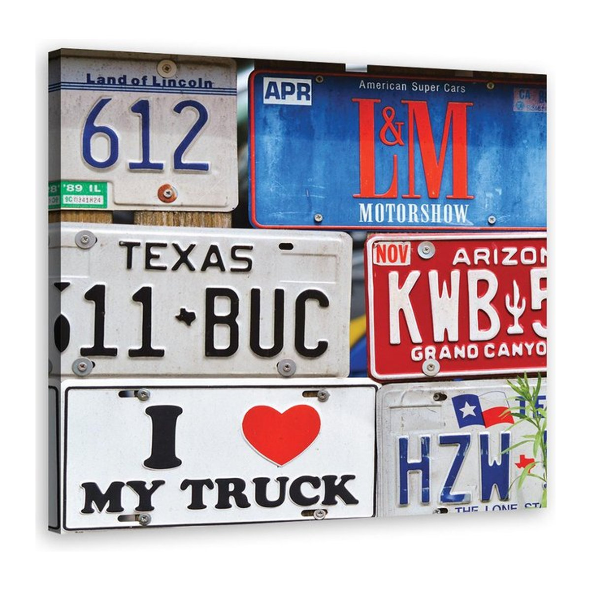 Leinwandbild Feeby Nummernschild USA Multicolor B/H: 30 x 30 cm - Bild 1