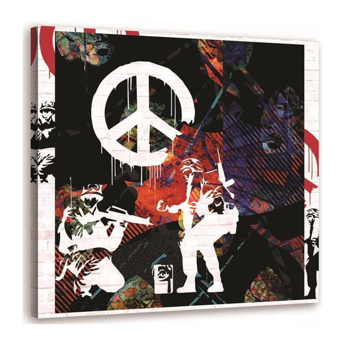 Leinwandbild Feeby Street Art Soldaten und gemaltes Peace-Zeichen Multicolor B/T/H: 30 x 30 x 30 cm - Bild 1