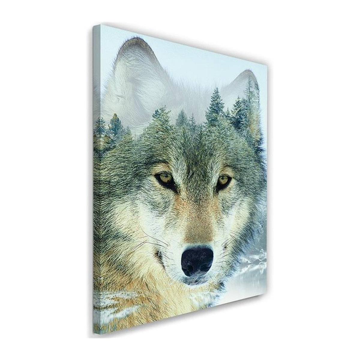 Leinwandbild Feeby Wolf in Waldlandschaft auf MDF, Breite: 40 cm, Höhe: 60 cm - Bild 1