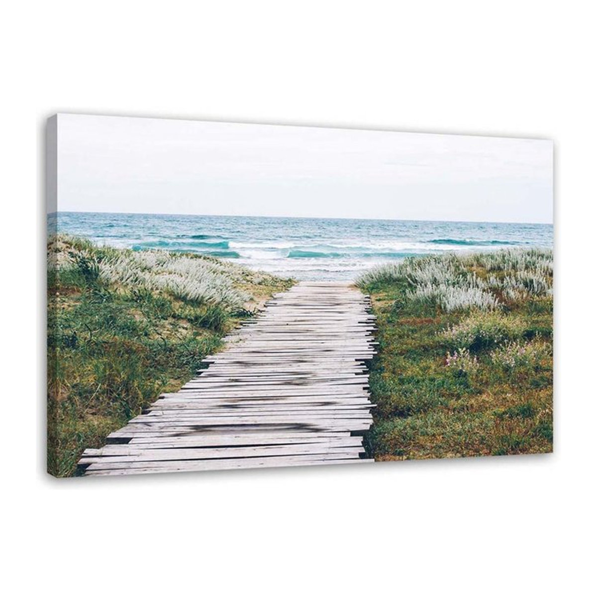 Leinwandbild Holzweg zum Meer von Feeby in Blau, B/H: 60 x 40 cm - Bild 1
