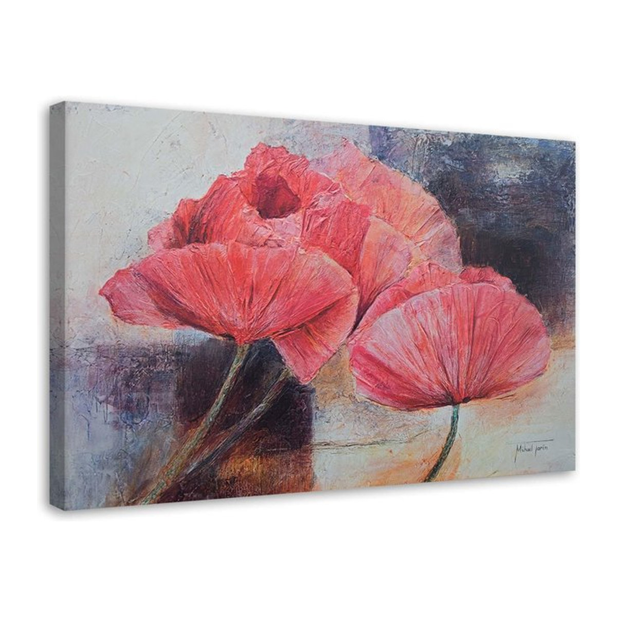 Leinwandbild Rote Mohnblumen von Feeby, Motiv Floral, Farbe Rot, B/H: 60 x 40 cm - Bild 1