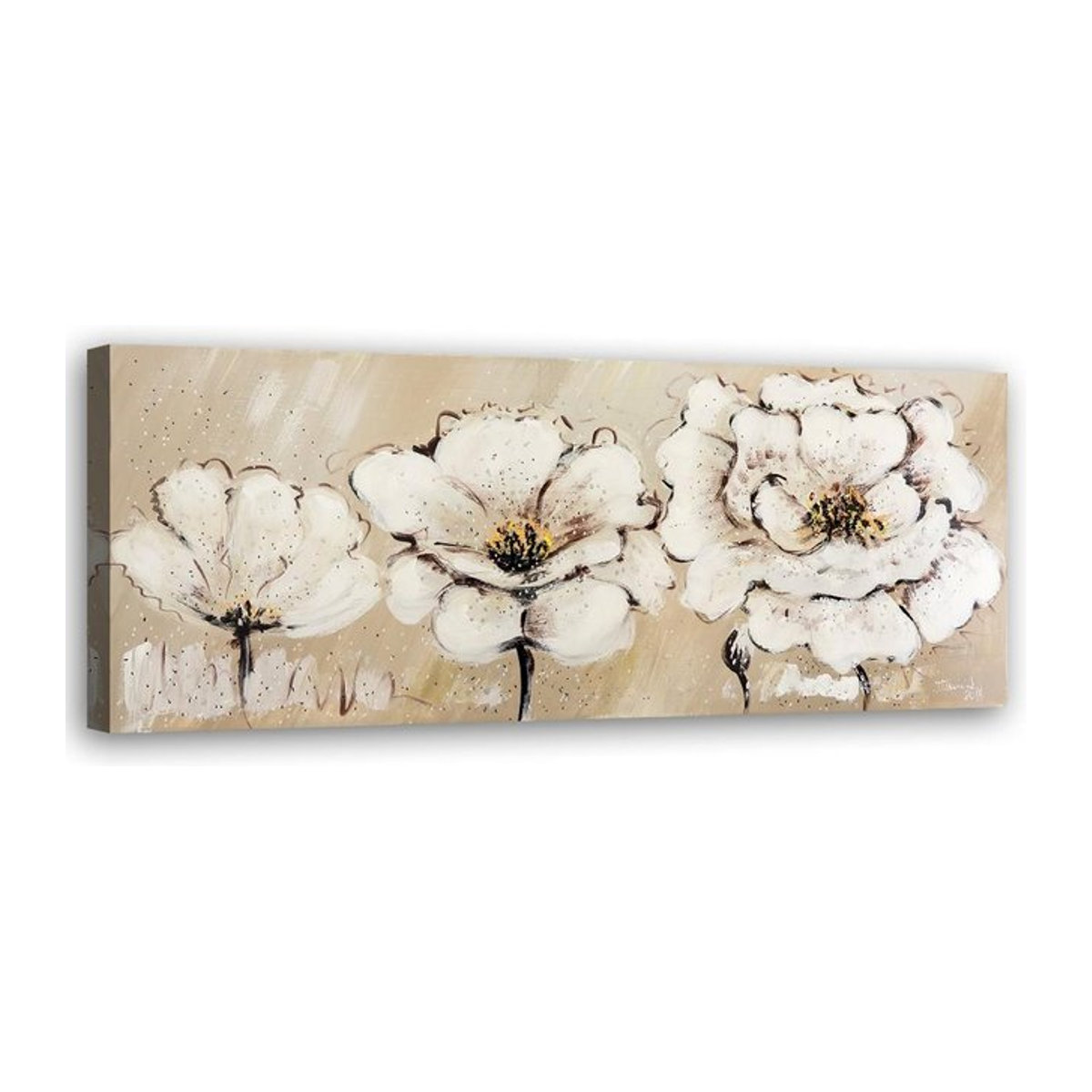 Leinwanddruck Feeby Boho-Blumen in Beige, B/H: 90 x 30 cm - Bild 1