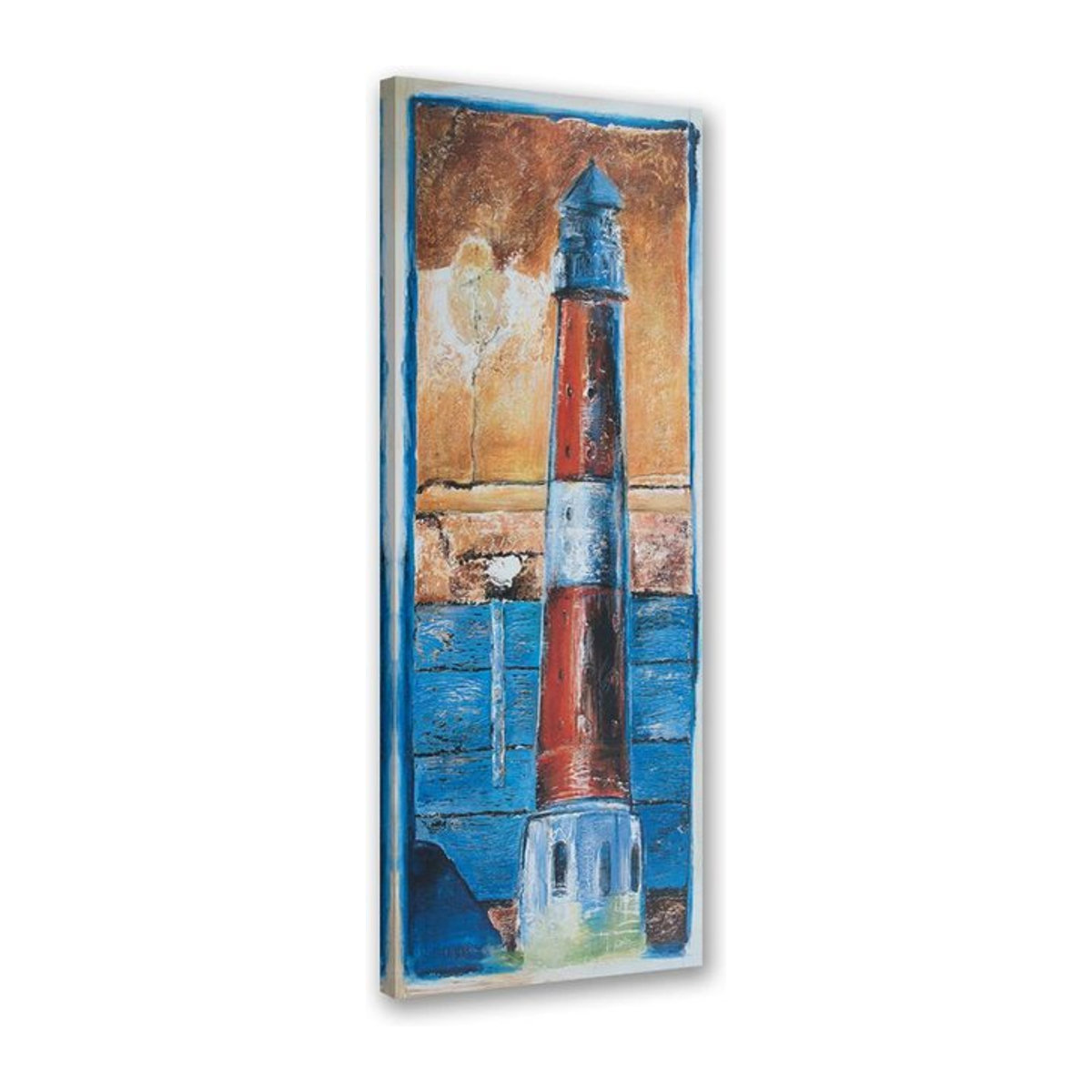 Leinwanddruck Feeby Gemalter Leuchtturm in Blau, B/H: 90 x 30 cm - Bild 1