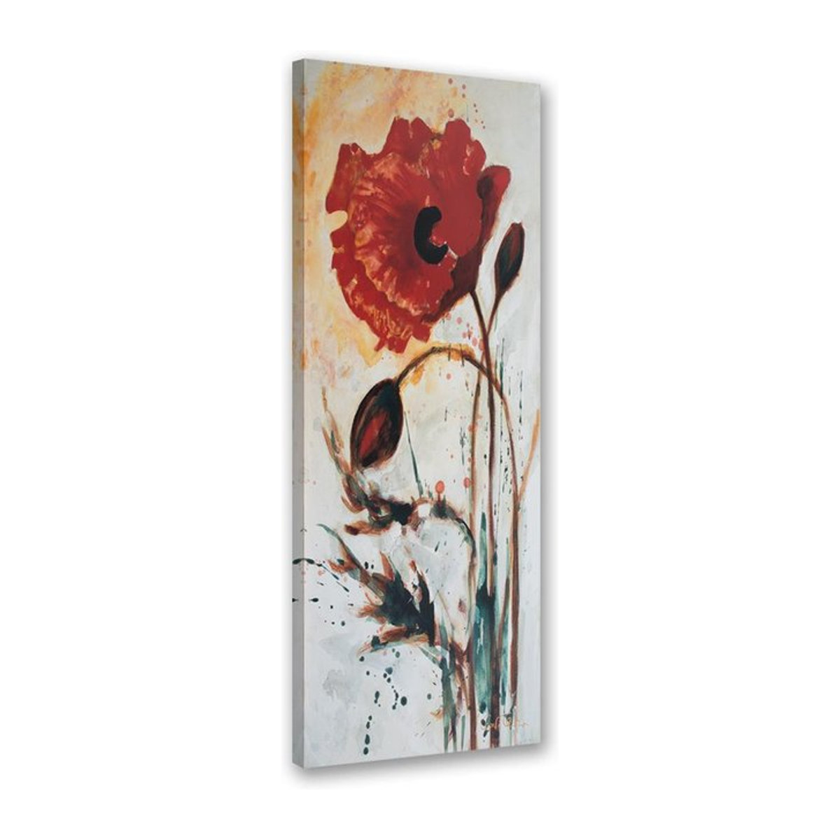 Leinwanddruck Mohnblume von Feeby in Rot, B/H: 90 x 30 cm - Bild 1