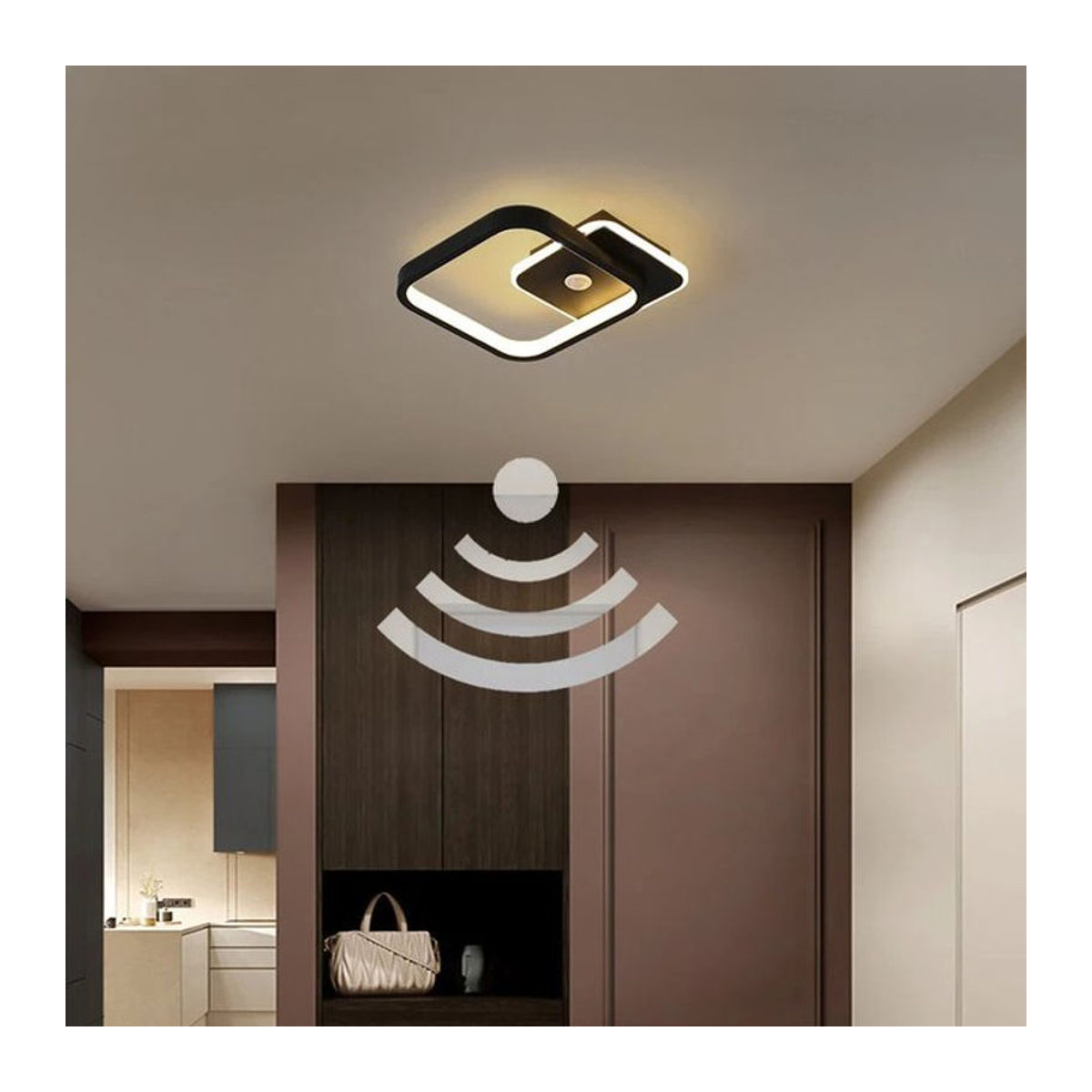 LEITELL Moderne LED-Deckenlampe mit PIR-Bewegungsmelder in Schwarz für Innenräume - Bild 1