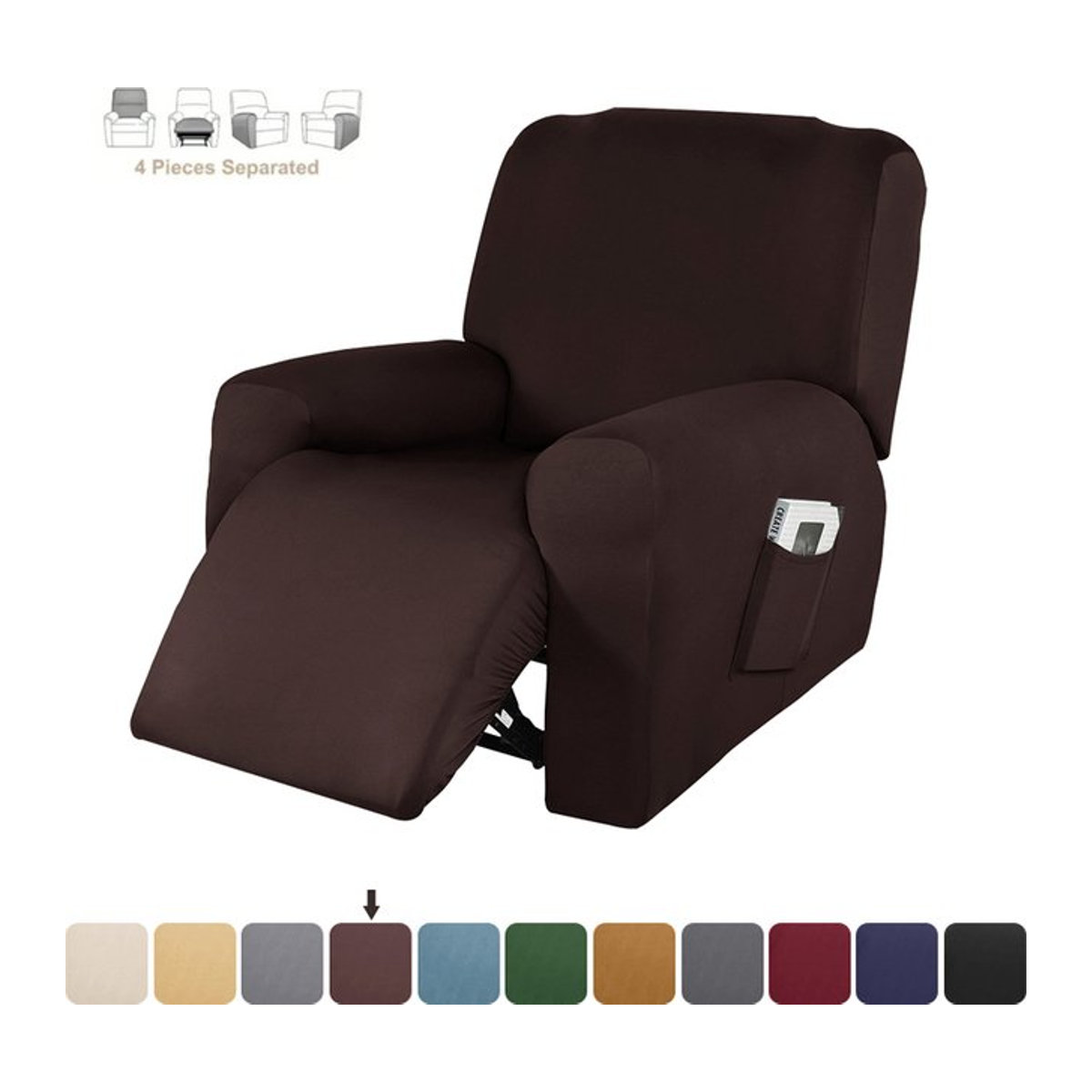 Leorate Stretch Sofabezug für 1/2 Sitzer und Liegesofas in Braun, rutschfester Schonbezug für dein Wohnzimmer, waschbar - Bild 1
