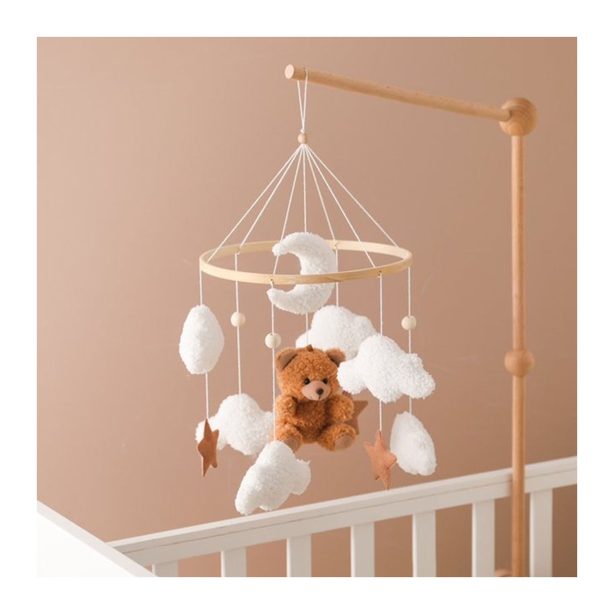 Let's Make Baby Mobile mit Bären-Motiv aus Holz und Filz, mehrfarbig hängendes Spielzeug für die Babykrippe - Bild 1