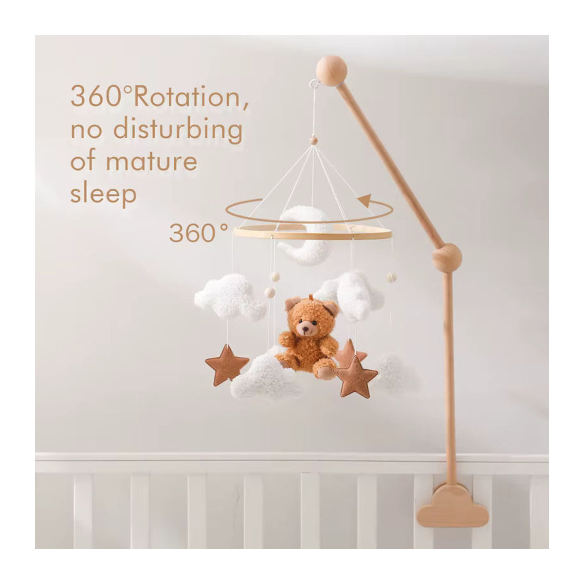 Let's Make Baby Mobile mit Bären-Motiv aus Holz und Filz, mehrfarbig hängendes Spielzeug für die Babykrippe - Bild 2