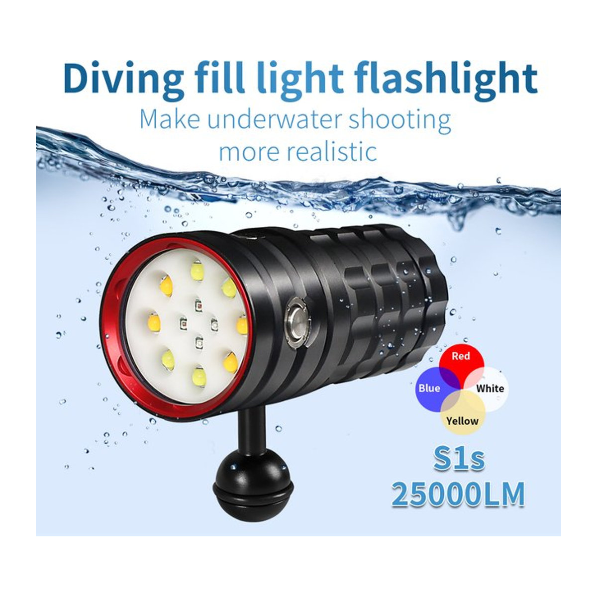 Leton Power Unterwasser Taschenlampe mit 25000 Lumen als wasserdichtes Tauchlicht und Videolicht - Bild 1