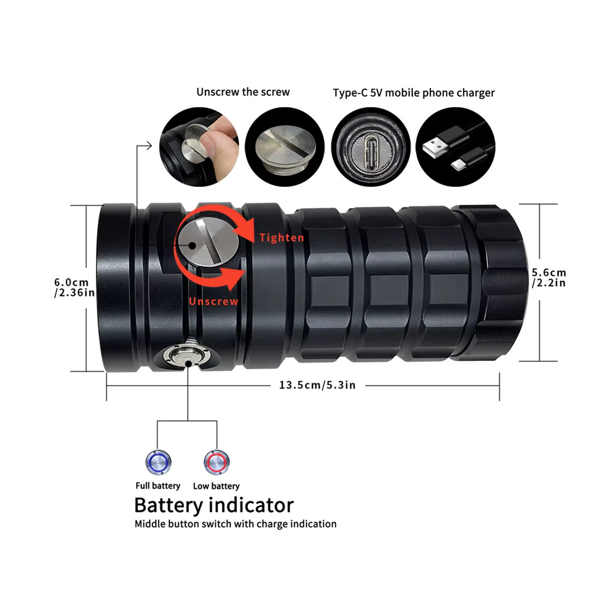 Leton Power Unterwasser Taschenlampe mit 25000 Lumen als wasserdichtes Tauchlicht und Videolicht - Bild 5