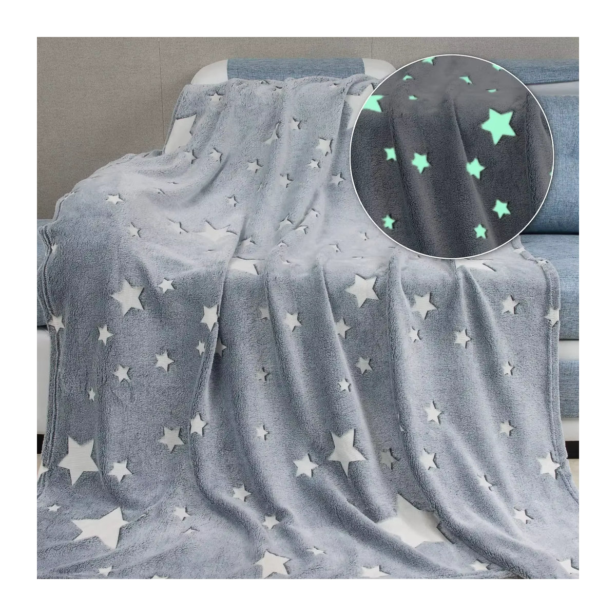 Leuchtende Decke mit Glitzer-Sternen in Dunklem Mond Design für Kinder und Kindergarten, Grau - Bild 2