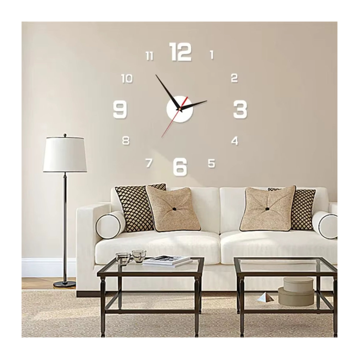 Leuchtende digitale Wanduhr mit geometrischem Design für Wohnzimmer und Schlafzimmer, B/H/T: 40 x 40 x 40 cm - Bild 2