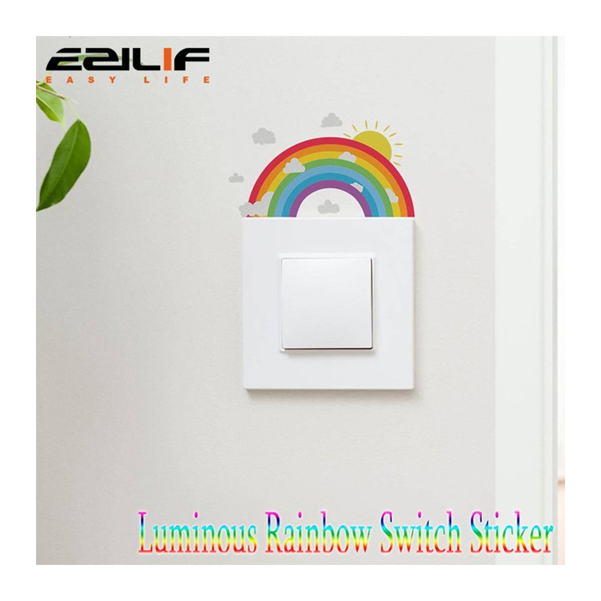 Leuchtende Lichtschalter Aufkleber mit Regenbogenmuster in Multicolor für Badezimmer, Schlafzimmer und Wohnzimmer - Bild 1
