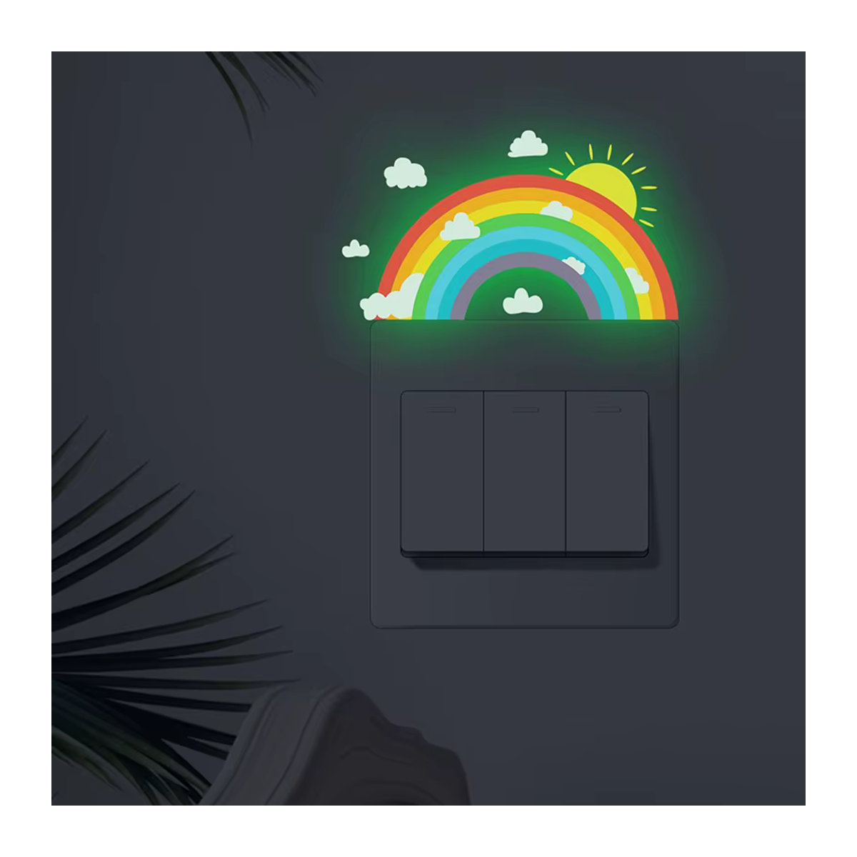 Leuchtende Lichtschalter Aufkleber mit Regenbogenmuster in Multicolor für Badezimmer, Schlafzimmer und Wohnzimmer - Bild 2