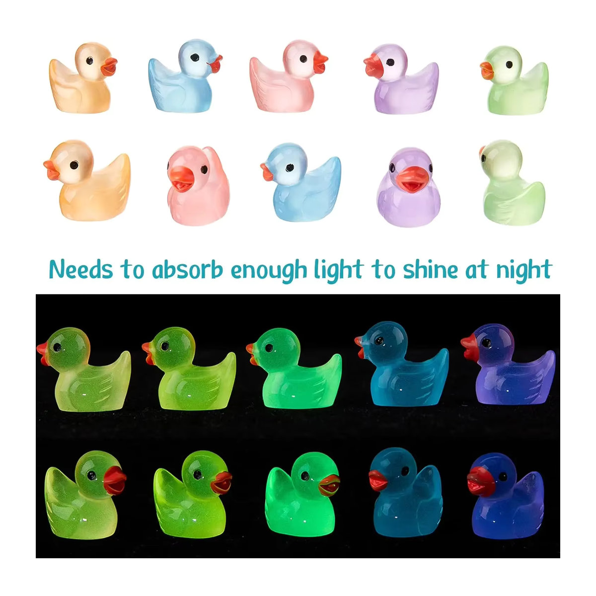 Leuchtende Mini-Entenfiguren für Moos-Mikrolandschaften und Feengärten in Multicolor - Bild 2