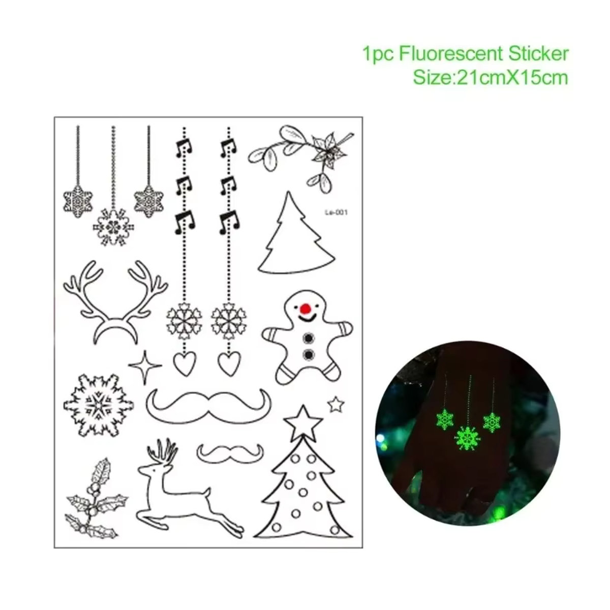 Leuchtende temporäre Tattoo-Aufkleber mit Weihnachts- und Neujahrs-Motiven für deine Dekoration - Bild 2