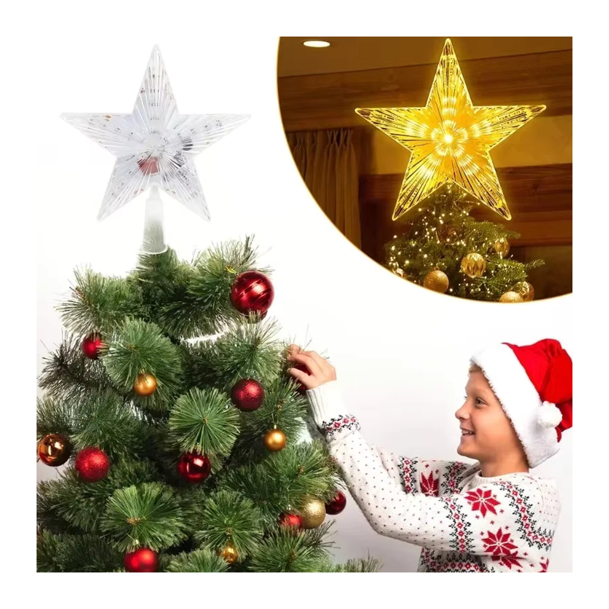 Leuchtender Weihnachtsstern als LED Baumtopper für deine Weihnachtsbaumdekoration - Bild 3