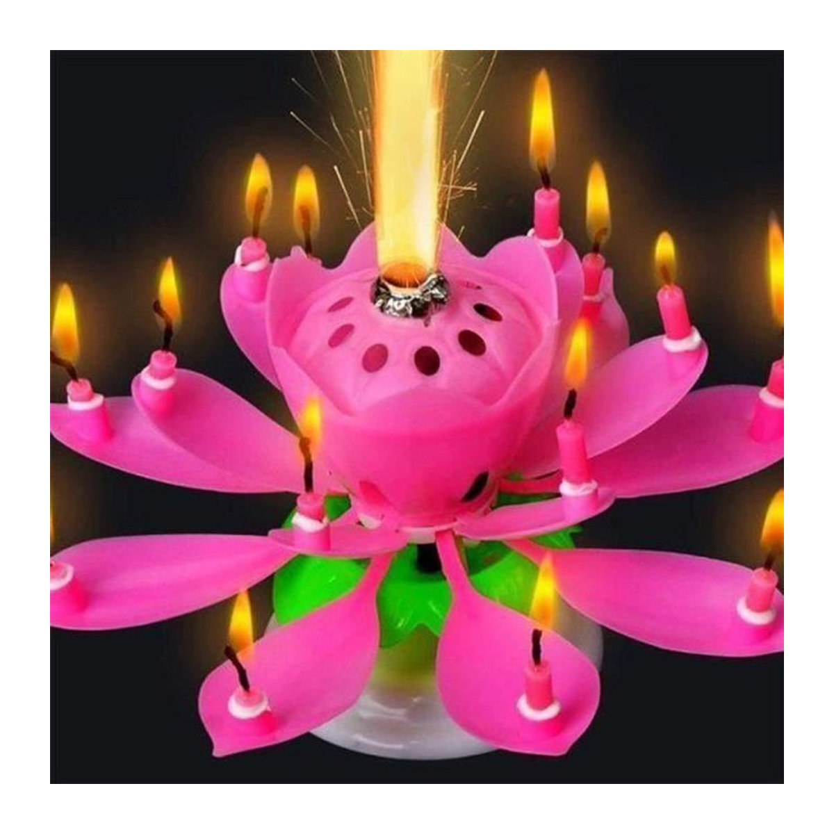 LG-EXPRO Musik-Geburtstagskerze Lotusblume in Rosa als dekorative Figurenkerze aus Wachs und Kunststoff - Bild 1