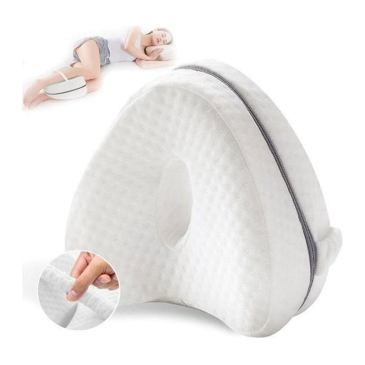 LG-EXPRO Orthopädisches Kissen für Bein und Knie aus Memory-Schaum in Weiß - Bild 1