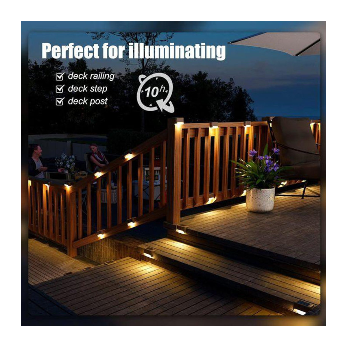 LG-EXPRO Set aus 3 Solarleuchten für außen, wasserfeste LED Gartenlampen in Schwarz, warmweißes Licht für Terrasse, Treppen und Wege, IP44 Schutzklasse - Bild 4